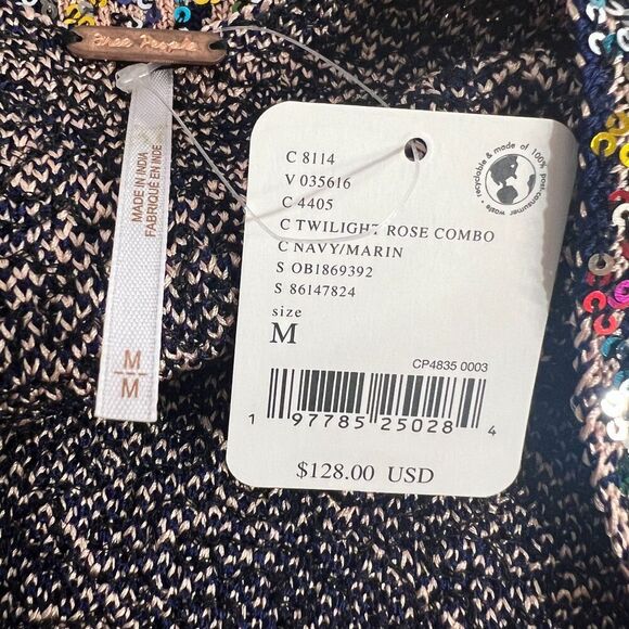 Free People Shimmy Cropped Sequin Tank Top Womens Medium Twighlight Rose Combo - Picture 5 of 7